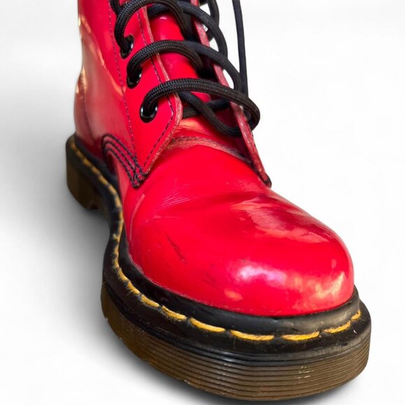Dr. Marten’s 1460W women’s cherry red patent leather lace up boots - Picture 6 of 8